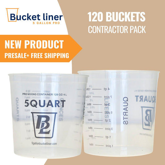 5 quart mixing cups with measurements printed inside 